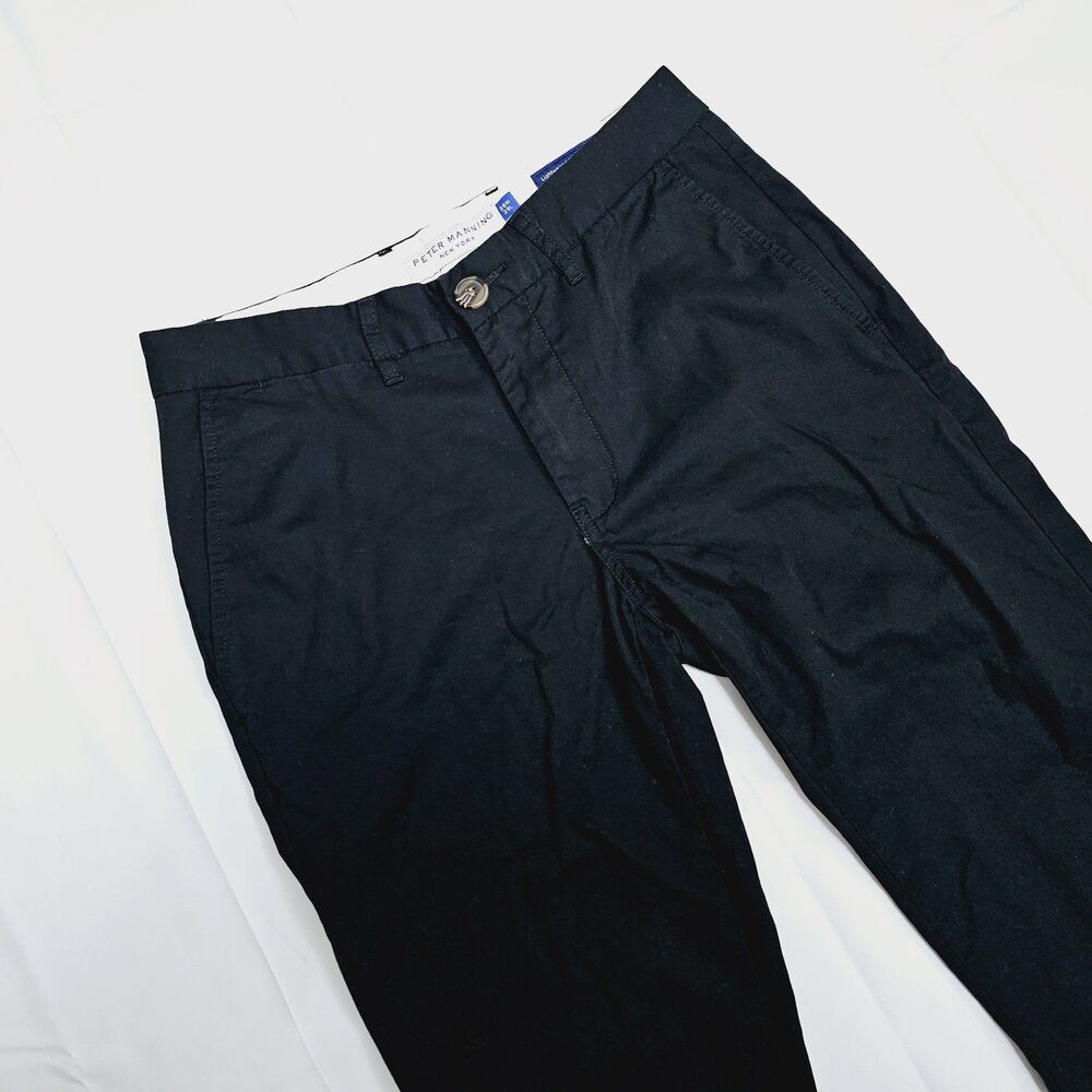 Peter‎ Manning Men 28W 28L Lightweight Stretch Chino Pants Black Preppy Classic
